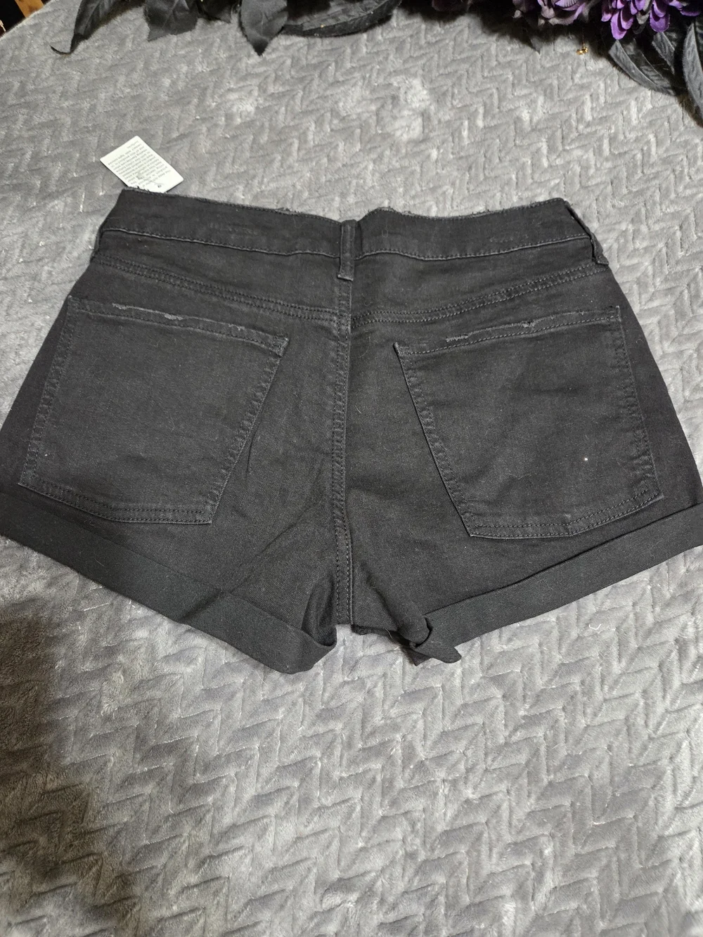 SO Black Distressed Cuffed Denim Shortie Shorts